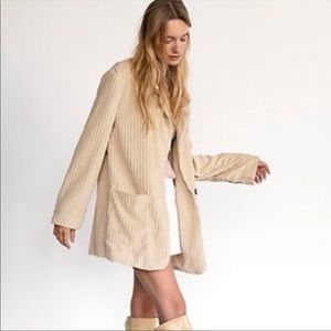 Free People wide wale corduroy tan lined jacket size L